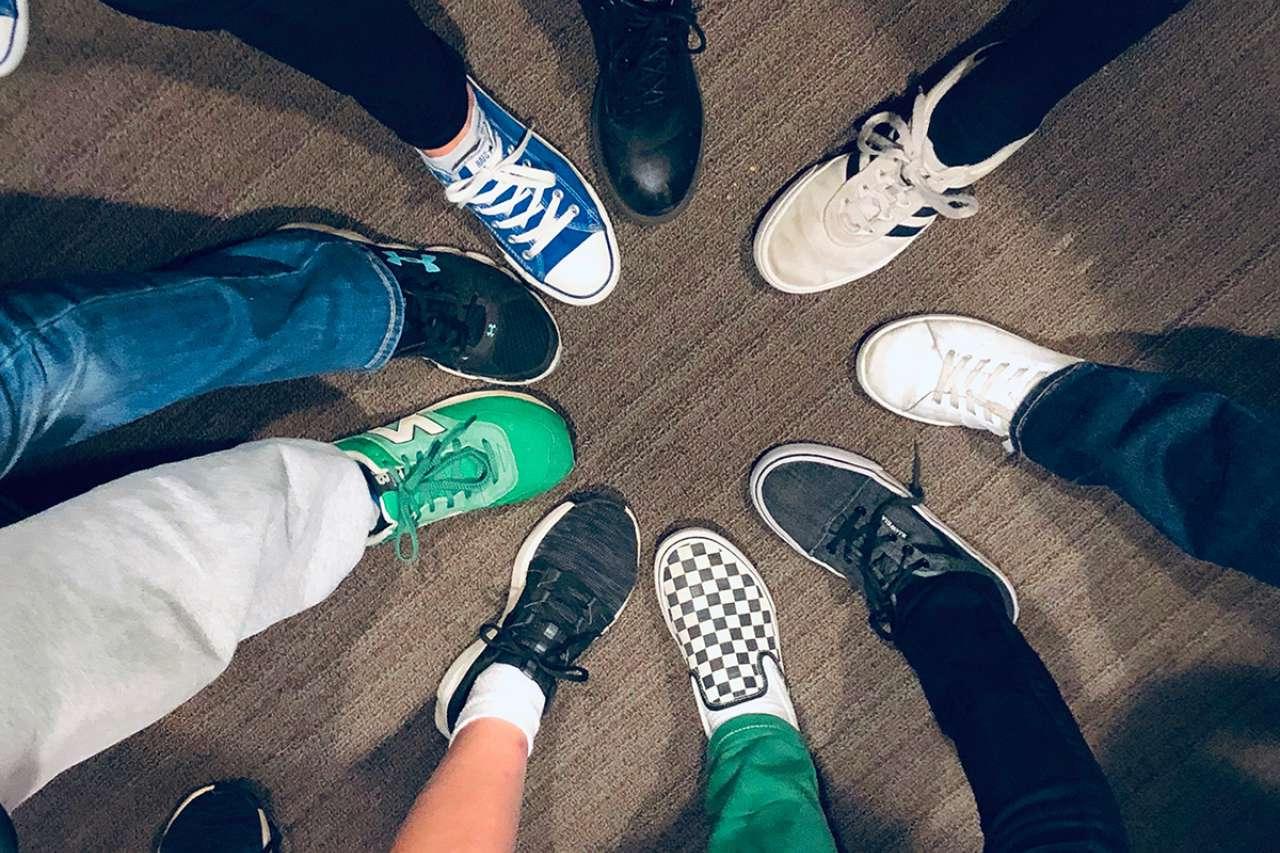 Teen shoes in a circle 